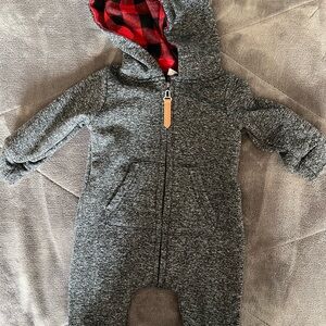 Cozy Gray Hooded Baby One Piece